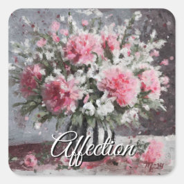 花生ピンクのカーネーション花びら スクエアシール