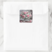 花生ピンクのカーネーション花びら スクエアシール (バッグ)