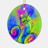 花用モお洒落ノグラムピンクイエローパープルー セラミックオーナメント (左)