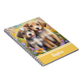 花畑でかわいい犬を子犬 ノートブック (右側)