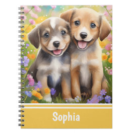 花畑でかわいい犬を子犬 ノートブック