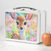 花畑でかわいい鹿の動物を見る メタルランチボックス (インサイチュ)