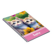 花畑で子猫をかわいいパーソナライズされた名前 ノートブック (右側)