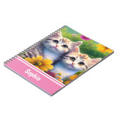 花畑で子猫をかわいいパーソナライズされた名前 ノートブック (左側)