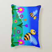 花畑で幸せなミツバチ アクセントクッション (裏面(縦))