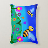 花畑で幸せなミツバチ アクセントクッション (正面(垂直))