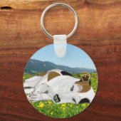 花畑で眠るジャック・ラッセル キーホルダー (裏面)