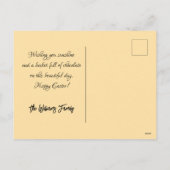 花畑にかわいい小さな復活祭の子羊 シーズンポストカード (裏面)