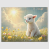 花畑にかわいい小さな復活祭の子羊 薄葉紙 (正面)