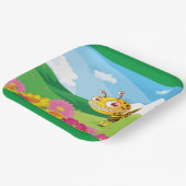 花畑にかわいい、怖い怪物ハチ ペーパープレート (傾斜あり)