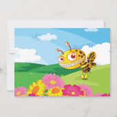 花畑にかわいい、怖い怪物ハチ 招待状 (正面)