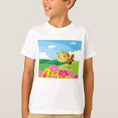 花畑にかわいい、怖い怪物ハチ Tシャツ (正面)