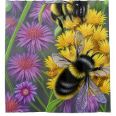 花畑にミツバチ シャワーカーテン (正面)