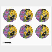 花畑にミツバチ ラウンドシール (シート)