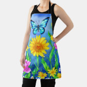 花畑に咲く美しい青い蝶 エプロン (インサイチュ)