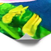 花畑に咲く美しい青い蝶 ポスター (角)