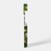 花畑に座っている折り紙の子犬 iPhoneケース (左側面)