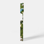 花畑に座っている折り紙の子犬 iPhoneケース (右側面)