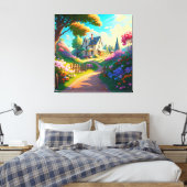 花畑のある田舎の家 キャンバスプリント (インサイチュ (寝室))