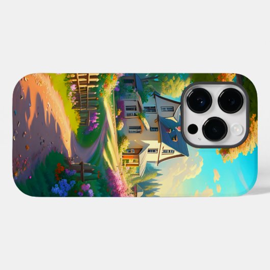 花畑のある田舎の家 Case-Mate iPhoneケース (裏面 (横))