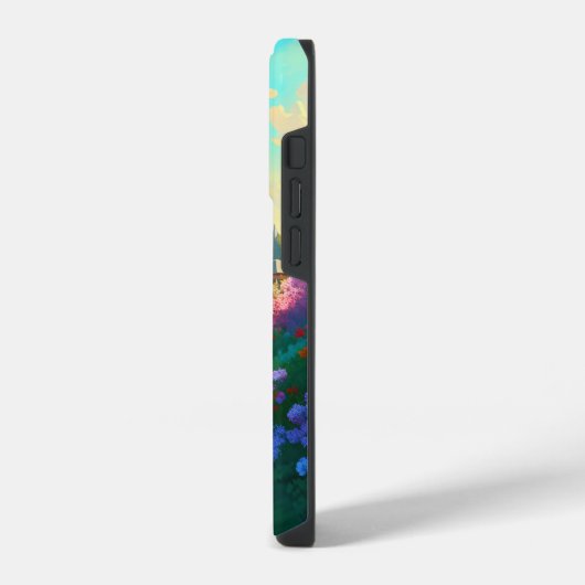 花畑のある田舎の家 iPhoneケース (左側面)