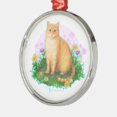 花畑のオレンジキャット メタルオーナメント (左)