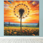 花畑のタンポポ キャンバスプリント (インサイチュ (ウッドフロア))