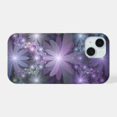 花畑のトレンディで輝く抽象フラクタルアート iPhone 15ケース (裏面横)