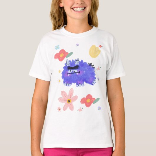 花畑のモンスターのトートバッグ Tシャツ (正面)