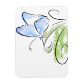 花畑の上で草の上に座る蝶 マグネット (縦)