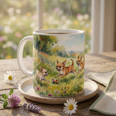 花畑の元気なチワワ コーヒーマグカップ