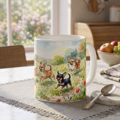 花畑の元気なチワワ コーヒーマグカップ