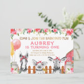 花畑の動物園の動物たちの誕生日招待状 招待状 (スタンド正面)