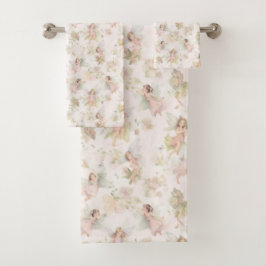 花畑の女の子がリースで蝶をする バスタオルセット