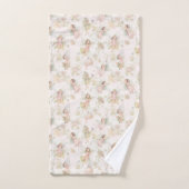 花畑の女の子がリースで蝶をする バスタオルセット (ハンドタオル)