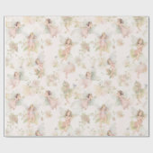 花畑の女の子がリースで蝶をする ラッピングペーパー (フラット)