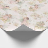 花畑の女の子がリースで蝶をする ラッピングペーパー (角)