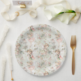 花畑の少女　花冠の蝶 ペーパープレート