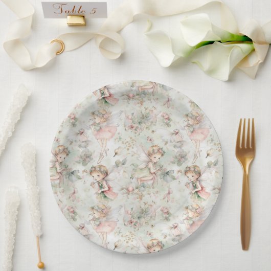 花畑の少女　花冠の蝶 ペーパープレート (ウェディング)