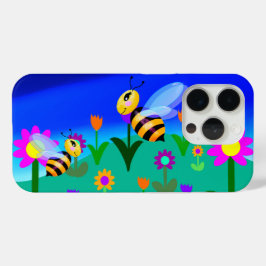 花畑の幸せな蜂たち iPhone 15 PROケース