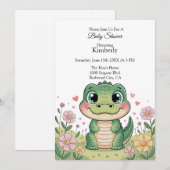 花畑の愛らしいワニ 招待状 (正面/裏面)