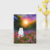 花畑の水彩猫のカスタマイズ カード (黄色い花)