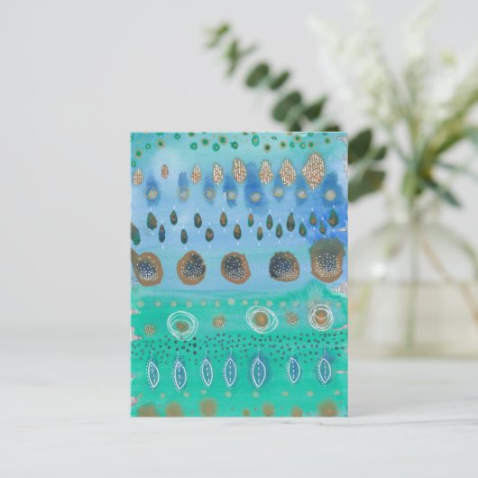 花畑の水彩画 ポストカード (スタンド正面)