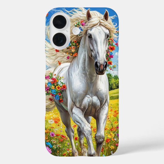 花畑の美しい白馬 Case-Mate iPhoneケース (裏面)