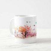 花畑の蝶と木 コーヒーマグカップ (正面左)