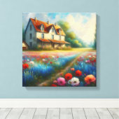 花畑の農家 キャンバスプリント (インサイチュ (ウッドフロア))