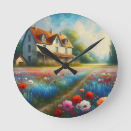 花畑の農家 ラウンド壁時計