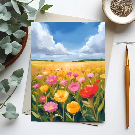花畑の風景画 ポストカード