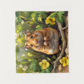 花畑の黄金のシリアのハムスター タペストリー (正面)