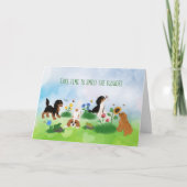 花畑の4スパニエル犬 カード (正面)